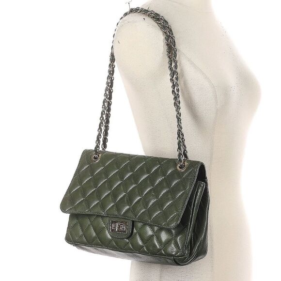 Borse in Pelle Handbags - Borse In Pelle Quilted Flap Crossbody Bag Olive Green